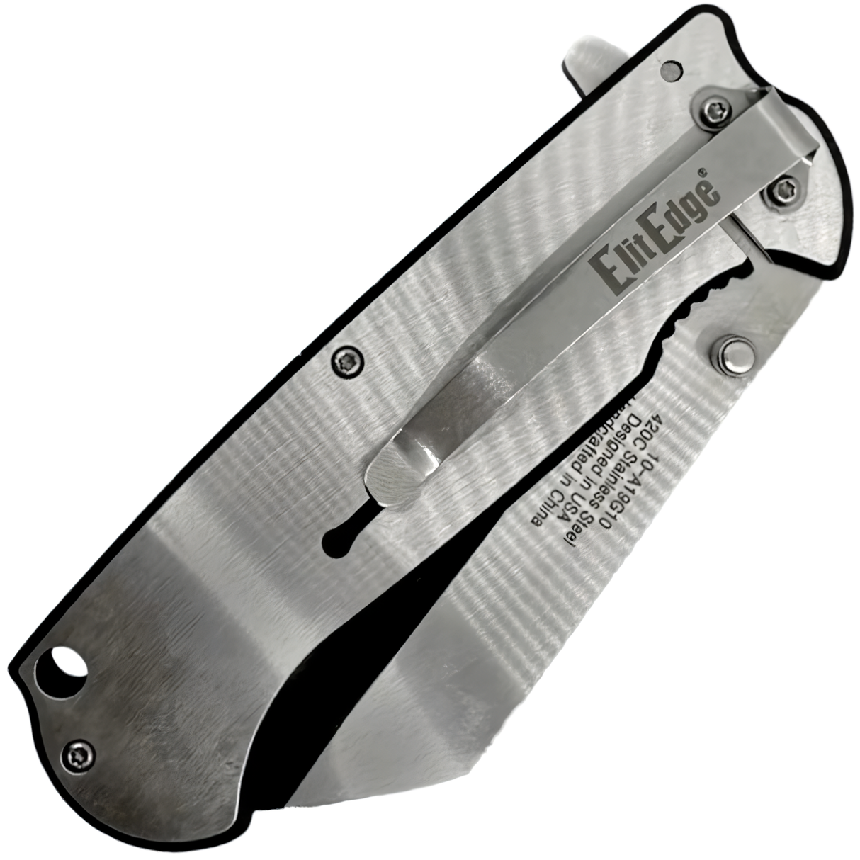 ElitEdge Spring Assisted Stainless Steel Cleaver Blade Pocket Knife 3.75"