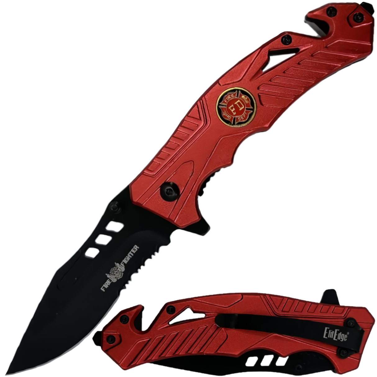 ElitEdge Firefighter Spring Assisted Stainless Steel Pocket Knife 3.5"