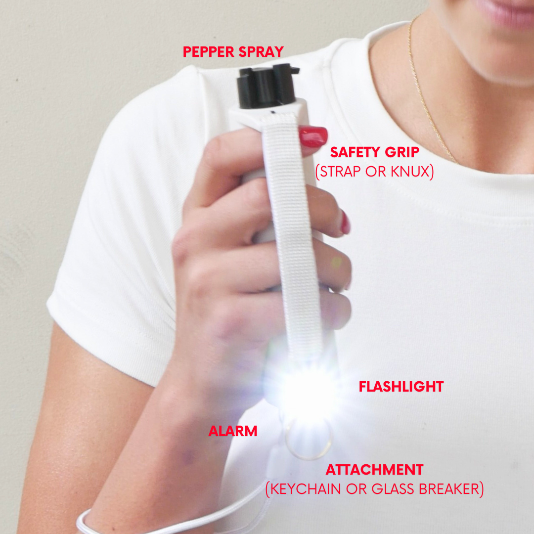 Safely Sidekick LED Panic Alarm Pepper Spray Glass Breaker w/ Strap Grip