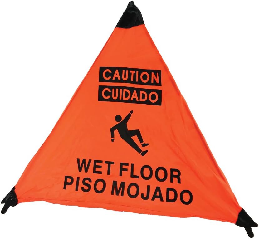 Wet Floor Sign English/Spanish 18' Orange with Hang Tube