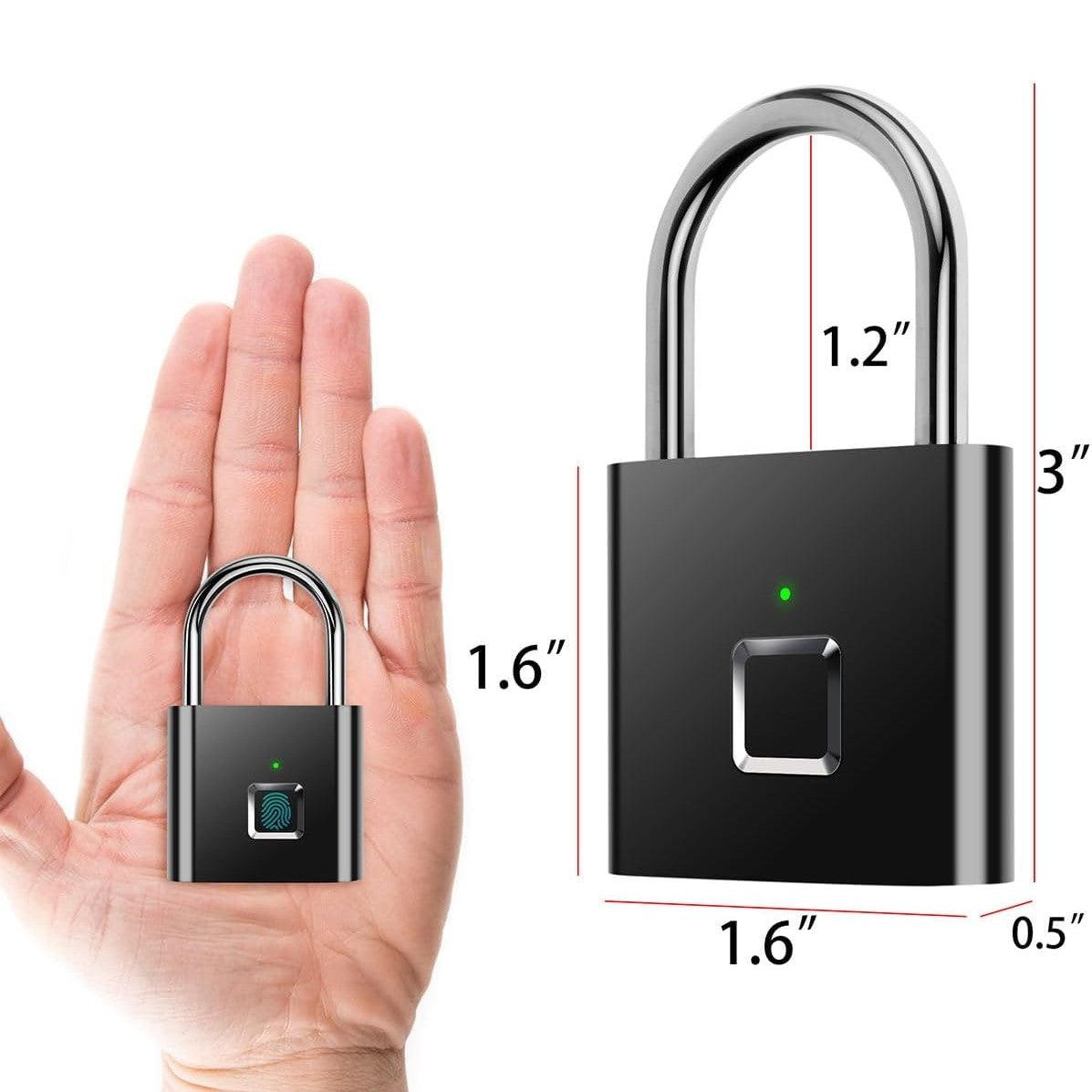 GorillaLock Travel Waterproof Keyless Biometric Fingerprint Padlock