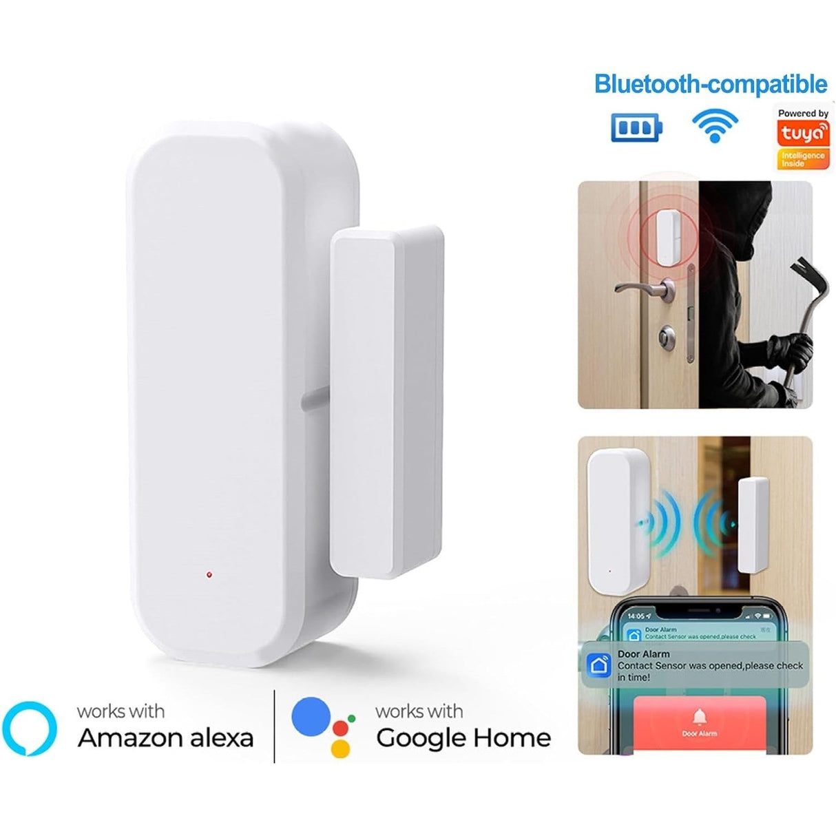 Crow Alert Smart WiFi Magnetic Contact Window & Door Intruder Alarm