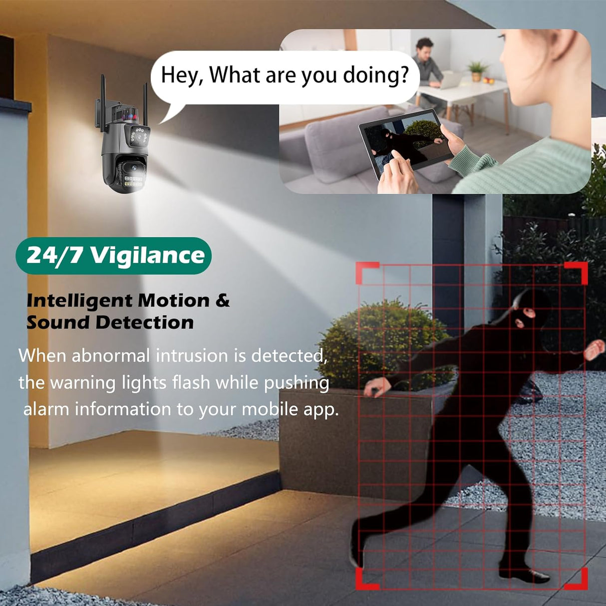 SpyWfi Dual Lens PTZ Tracking Night Vision Security Camera 4K UHD WiFi