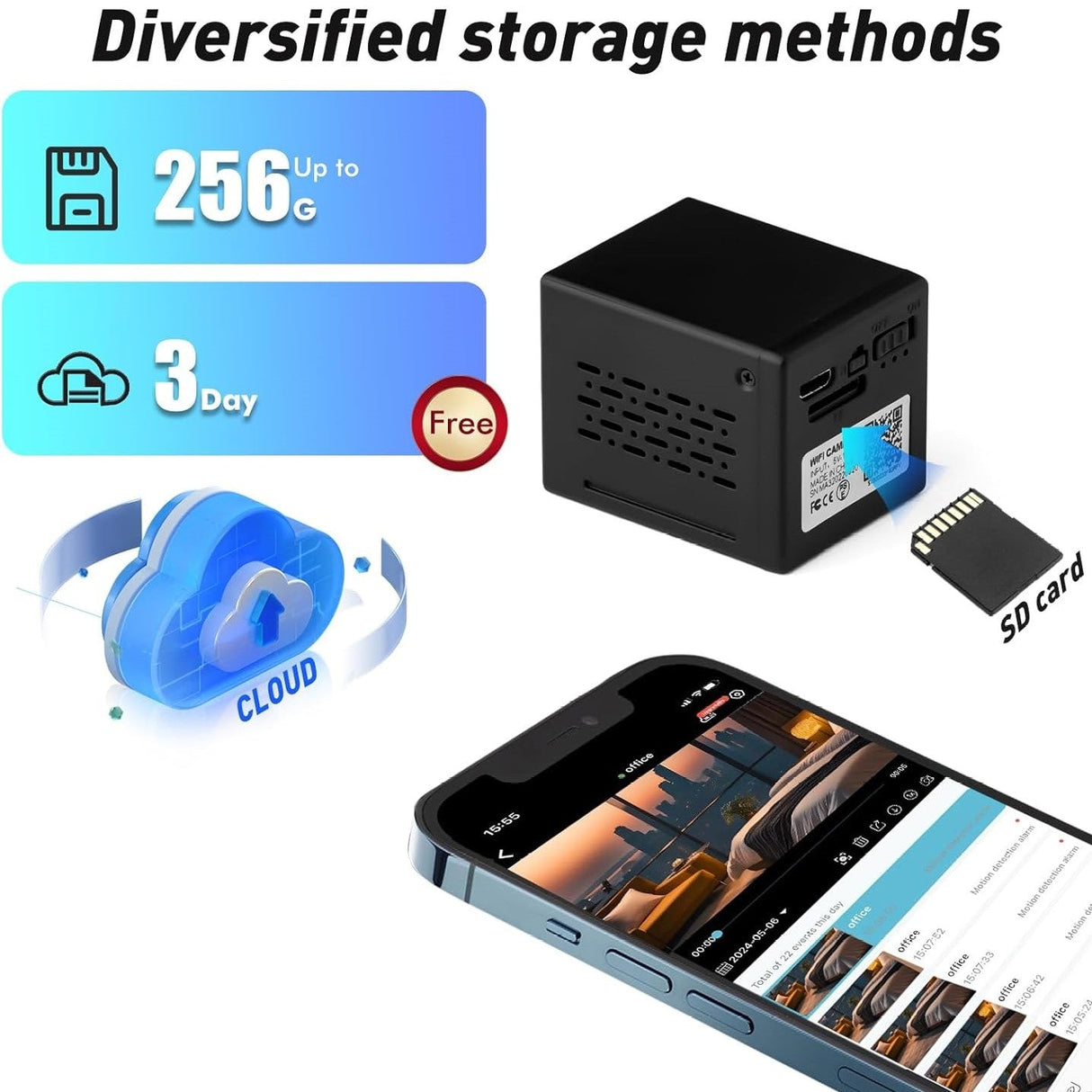 SpyWfi Mini Travel Cube Hidden Night Vision Spy Camera 2K HD WiFi