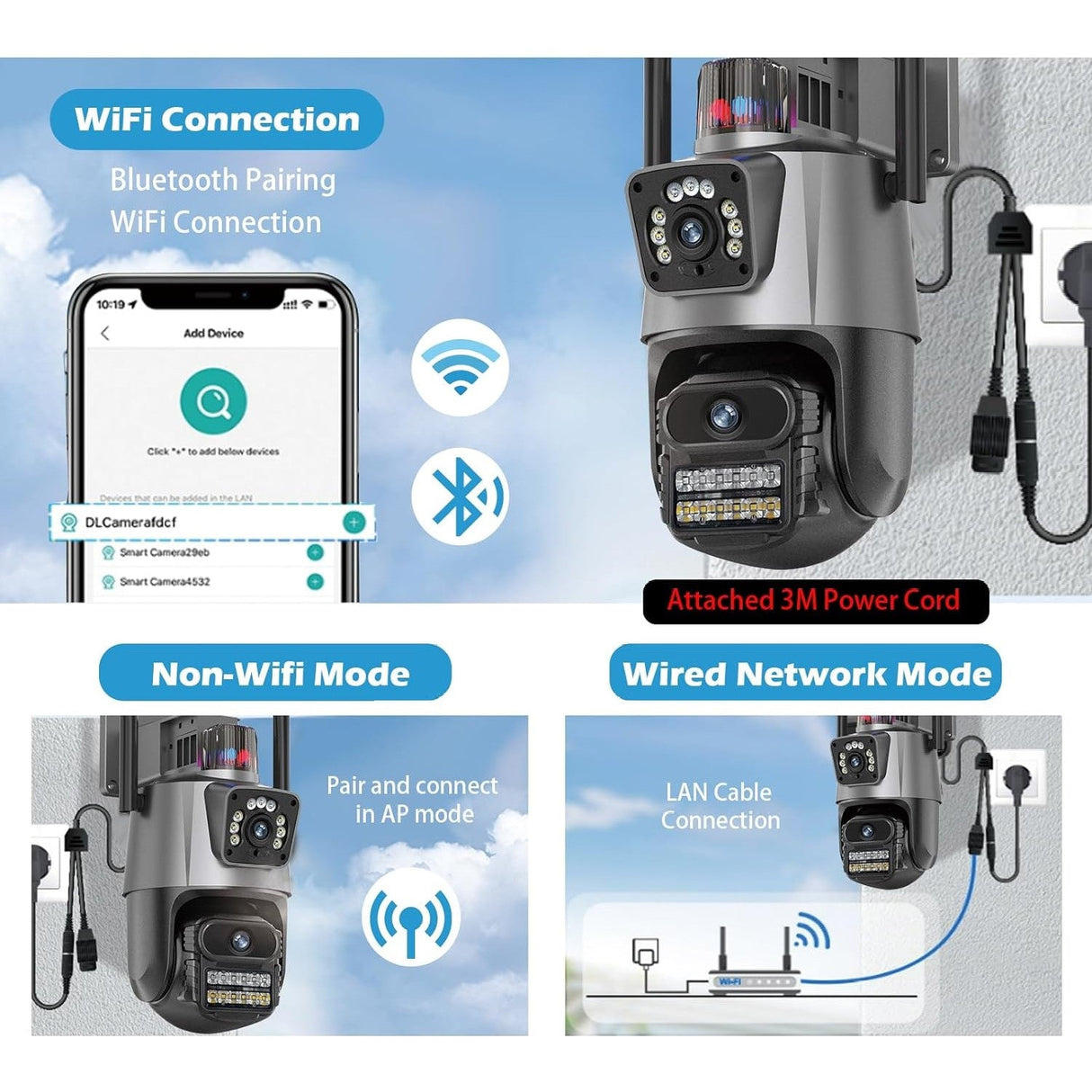 SpyWfi Dual Lens PTZ Tracking Night Vision Security Camera 4K UHD WiFi