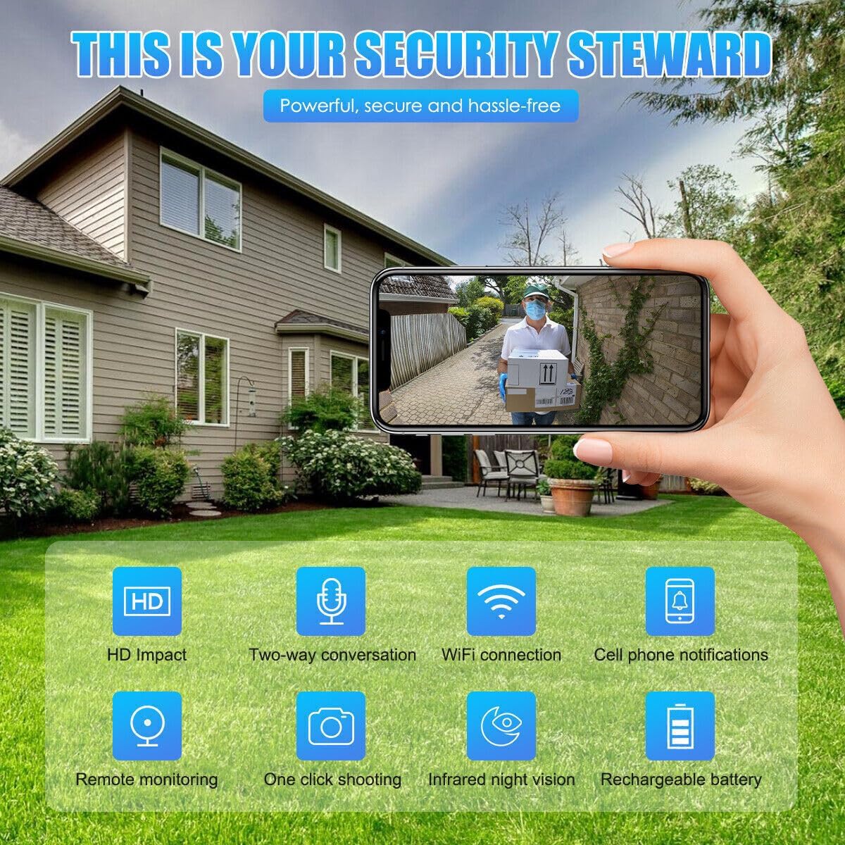 SpyWfi Night Vision Motion Detection Doorbell Security Camera 1080p HD WiFi