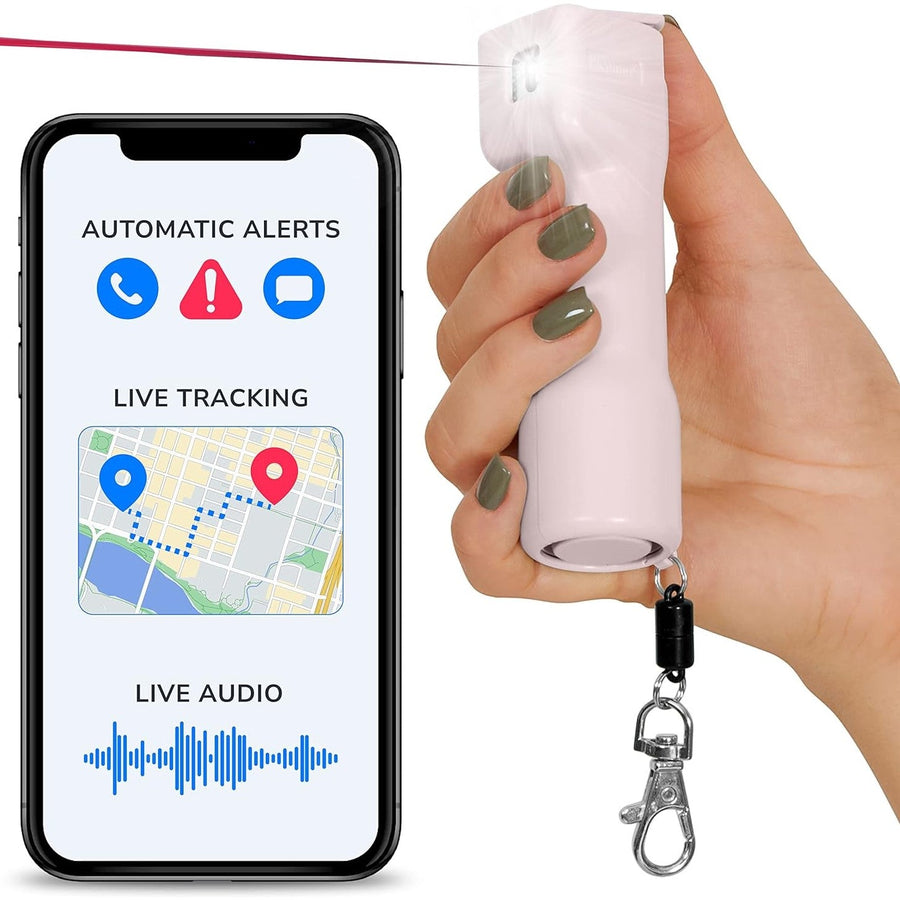 Plegium® Smart LED Alarm Red UV Dye Marking Keychain Pepper Spray w/ Safety App