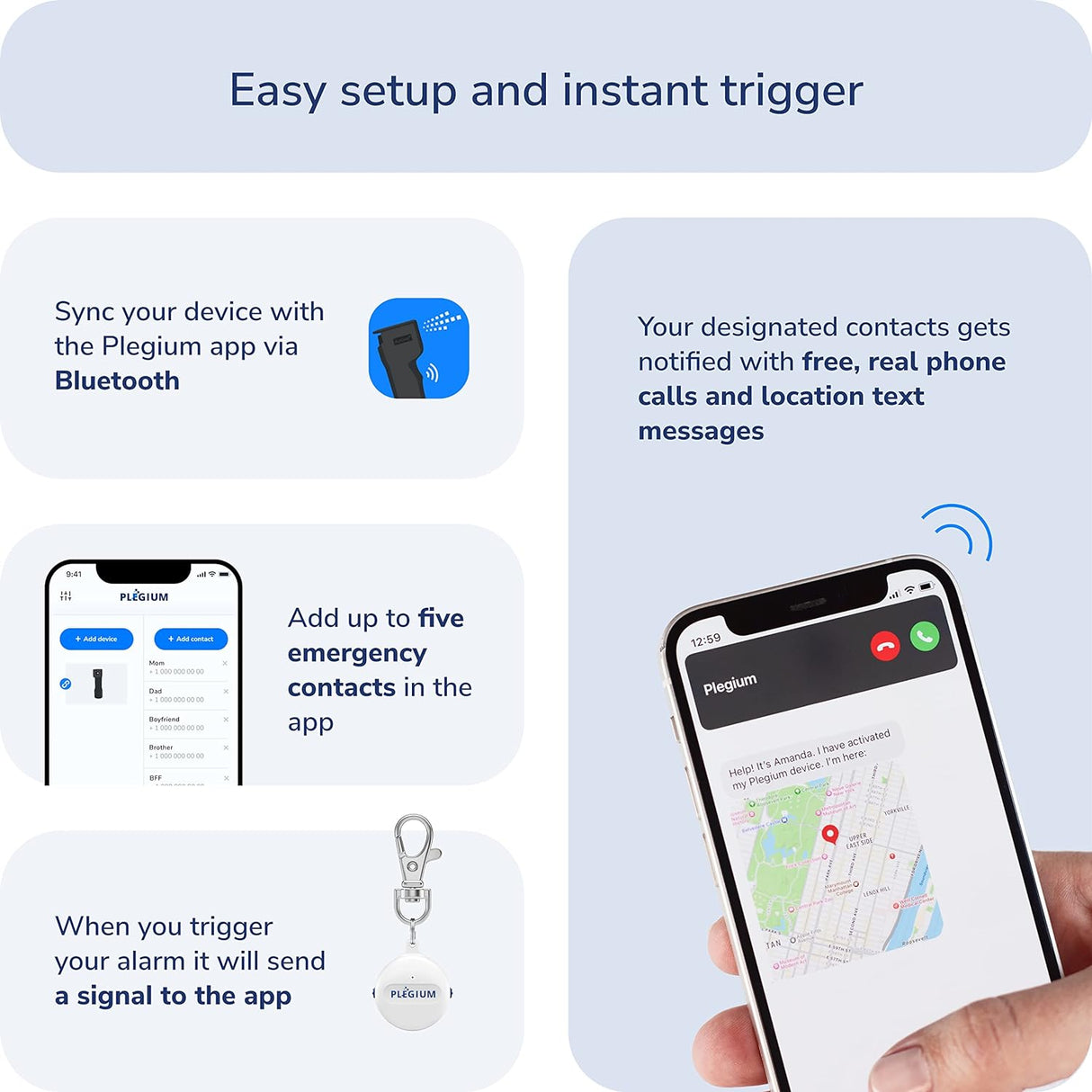 Plegium Smart Emergency Button Personal Wearable GPS Tracker Panic Alarm