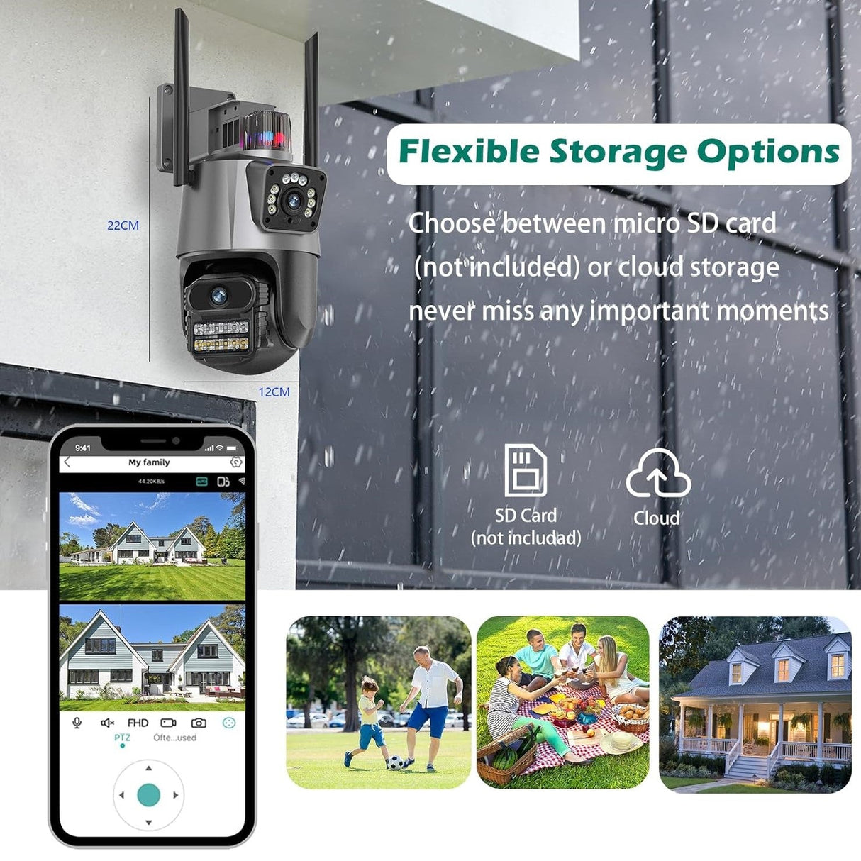 SpyWfi Dual Lens PTZ Tracking Night Vision Security Camera 4K UHD WiFi