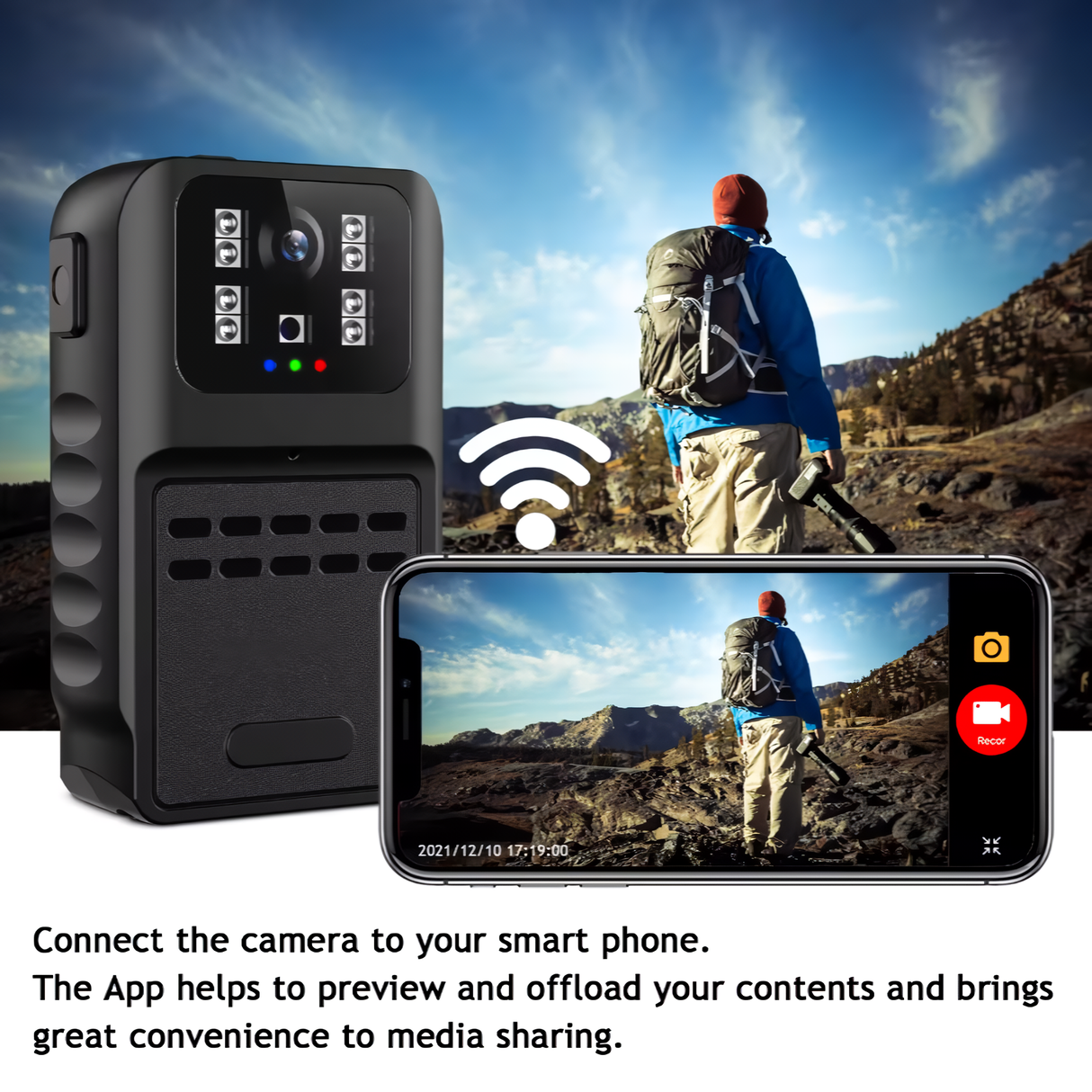 SpyWfi Rechargeable Night Vision Police Body Camera 1080p HD WiFi