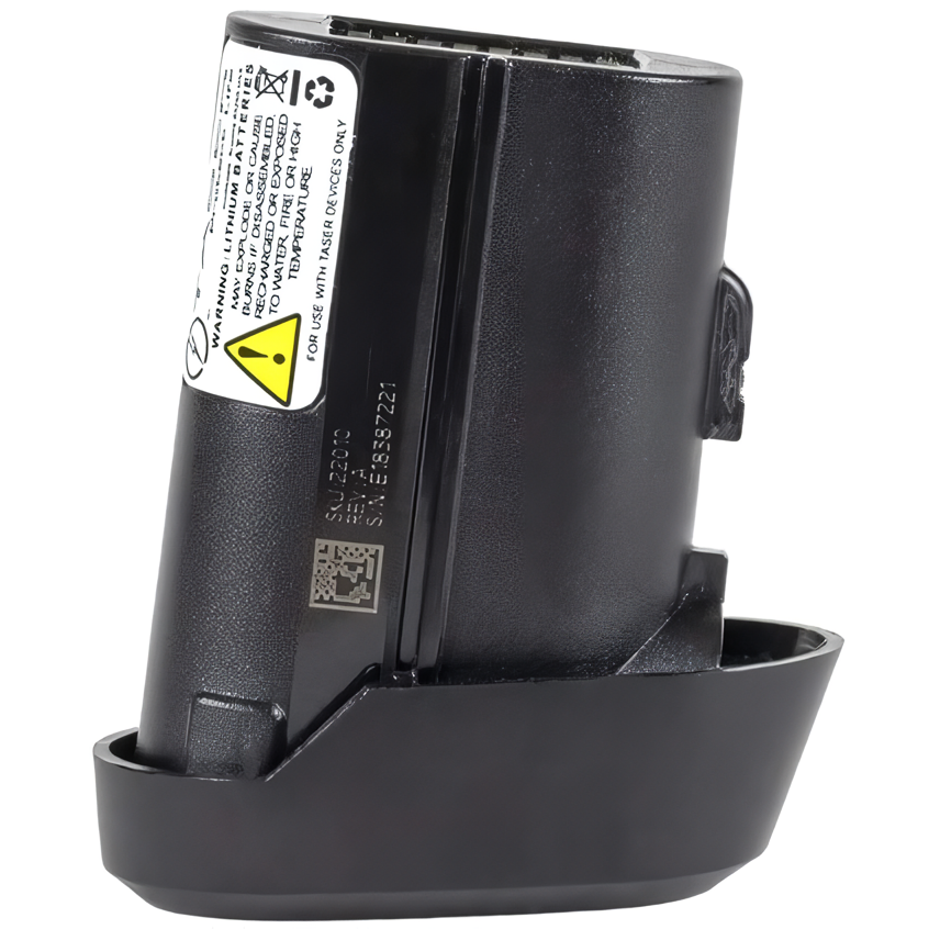 TASER X-Series Performance Power battery pack in its plastic base side view