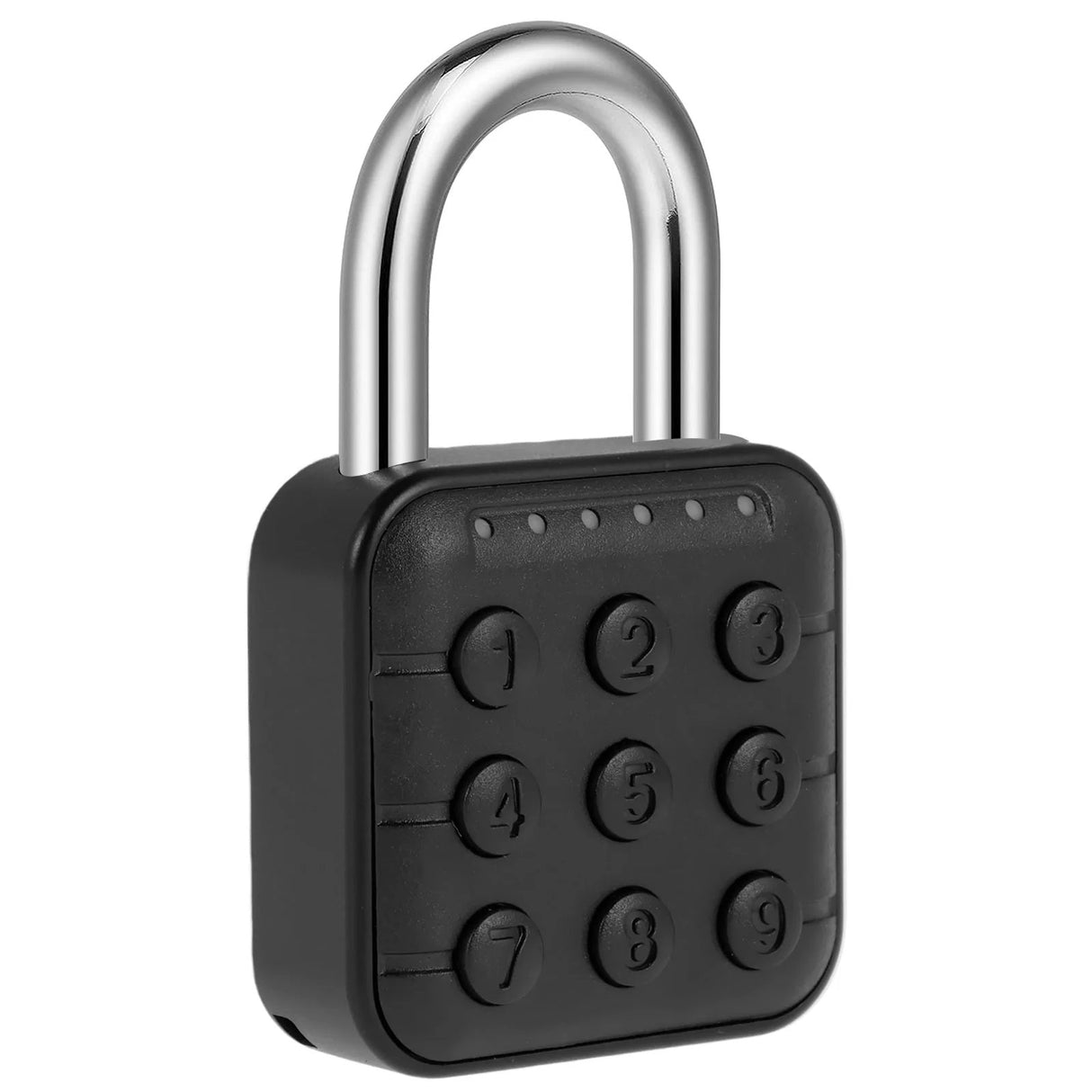 Angle side view of Black GorillaLock Portable Waterproof Keyless Electronic Keypad Padlock