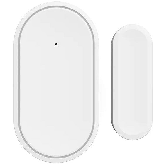 Backview of White two-piece magnetic smart door sensor for Crow Alert Smart WiFi Wireless Home Security 4G Alarm System Plus
