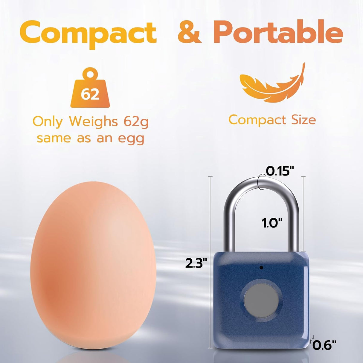 GorillaLock Mini Travel Waterproof Keyless Biometric Fingerprint Padlock