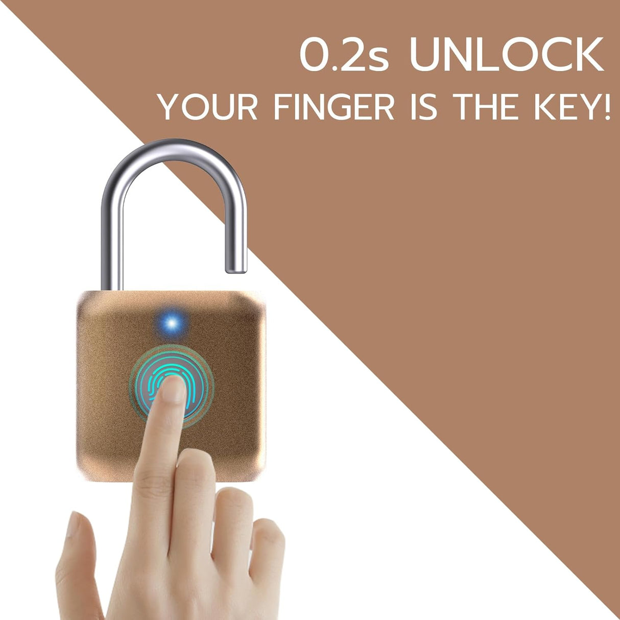 GorillaLock Mini Travel Waterproof Keyless Biometric Fingerprint Padlock