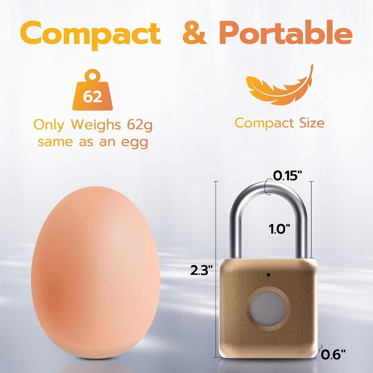 GorillaLock Mini Travel Waterproof Keyless Biometric Fingerprint Padlock