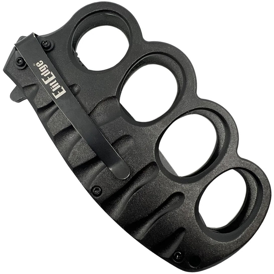 ElitEdge Knuckle Duster Stainless Steel Trench Knife 3.5" w/ Pocket Clip