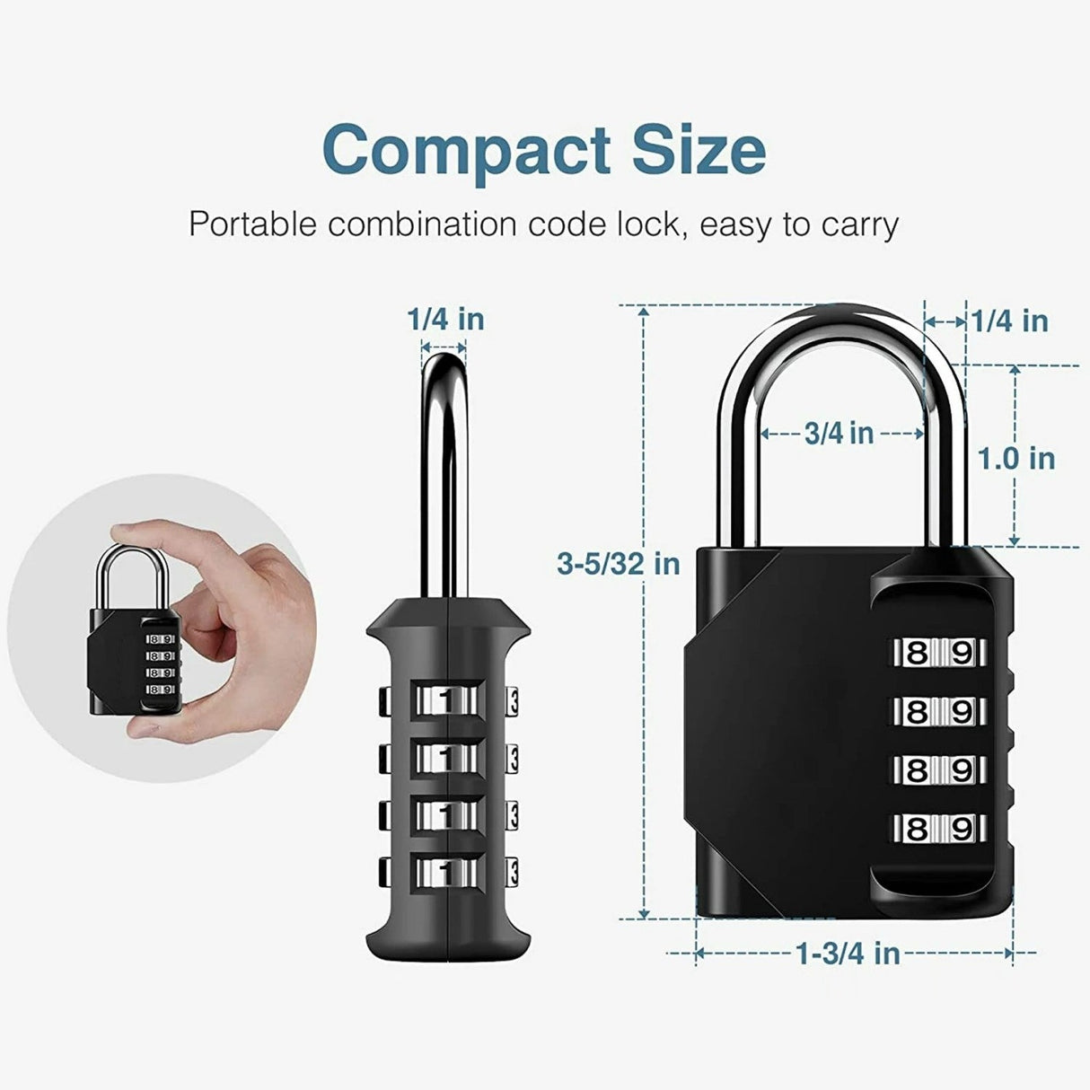 GorillaLock Portable Waterproof Keyless 4-Digit Combination Padlock