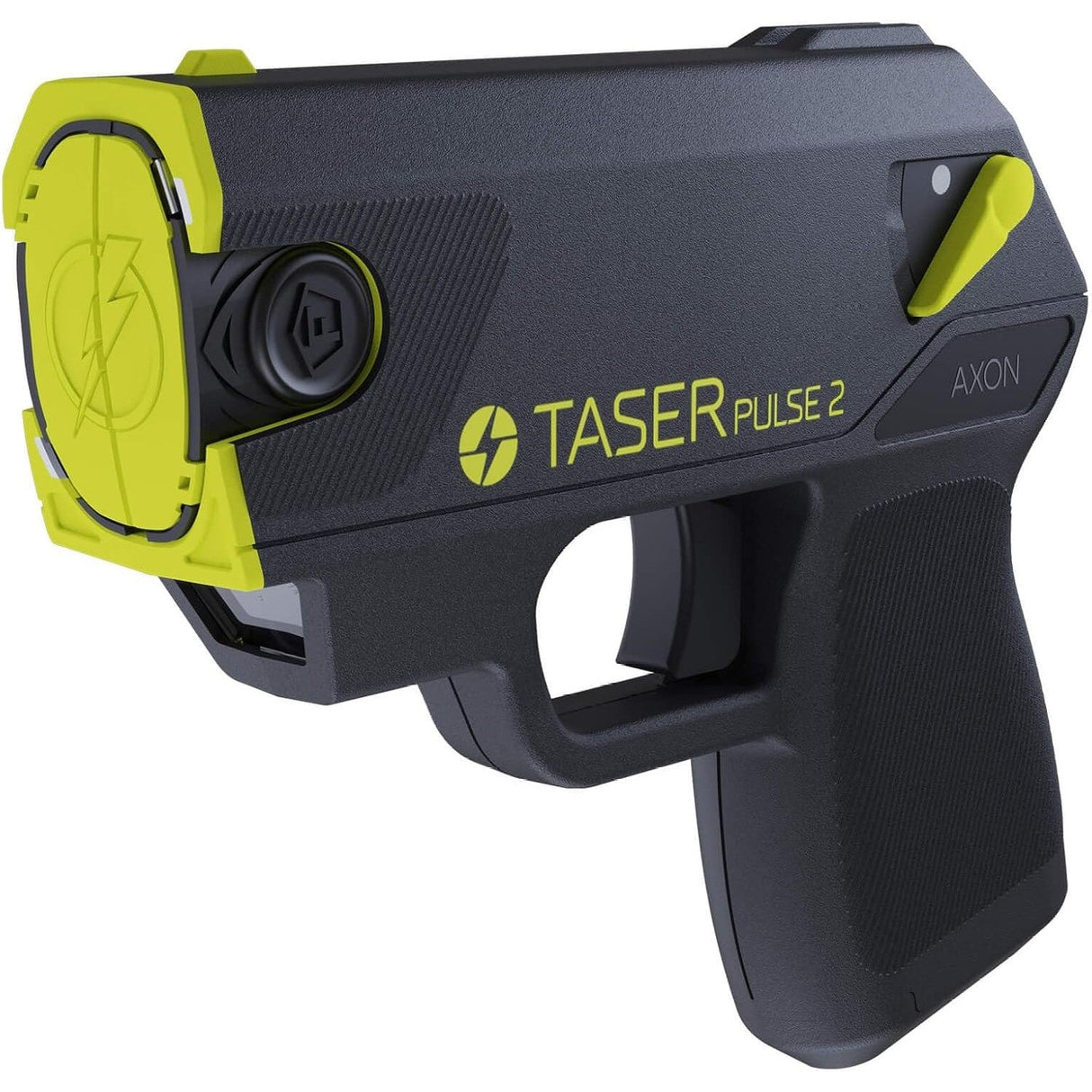 Black and neon yellow TASER Pulse 2 Less Lethal Compact Reloadable Shooting Stun Gun