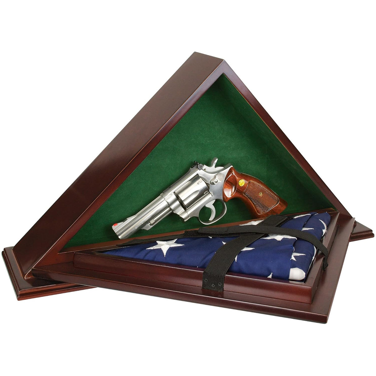 Open gun safe disguised as a patriot flag case