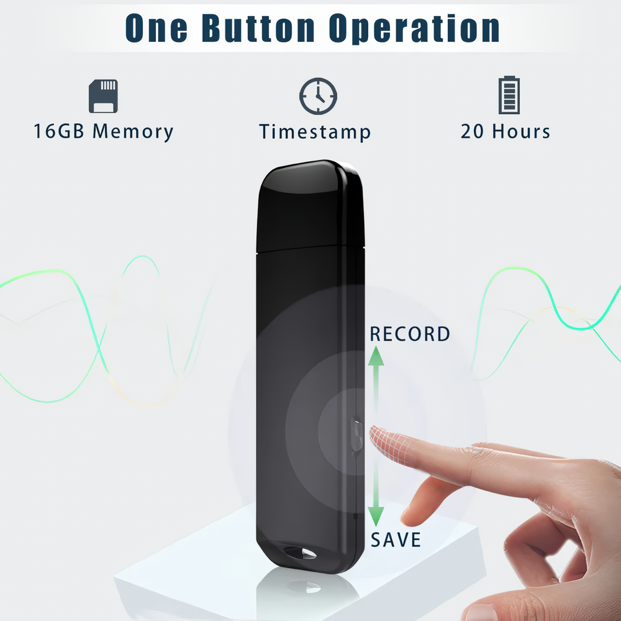 SpyWfi USB Flash Drive Rechargeable Voice Activated Audio Recorder 16GB