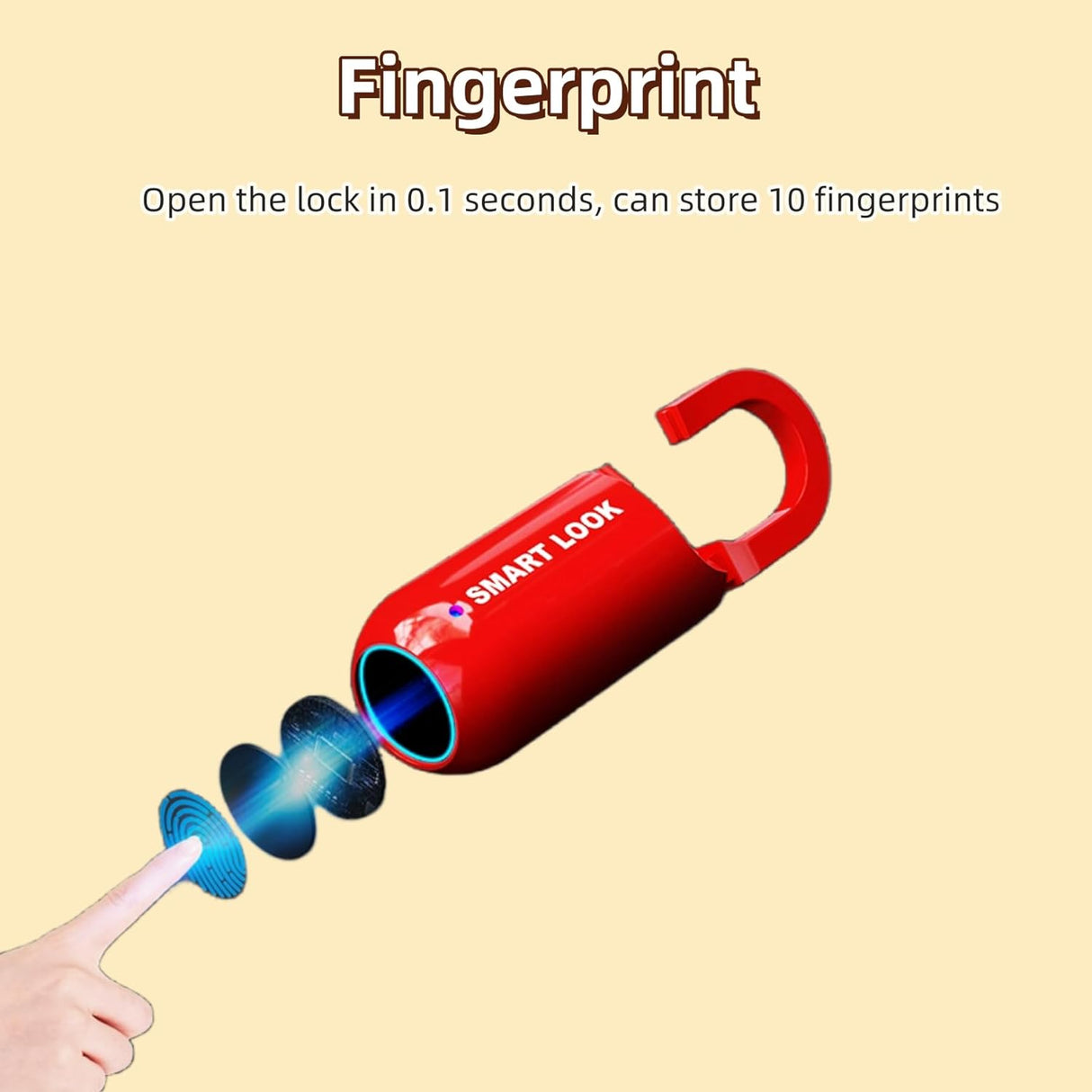 GorillaLock Slim Portable Keyless Biometric Fingerprint Padlock that opens in .1 seconds and can store 10 fingerprints