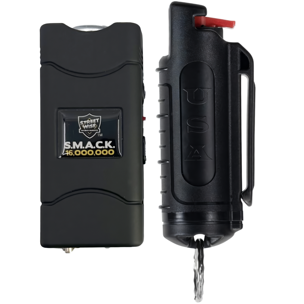 Bundle Pack of Streetwise Black Keychain Pepper Spray & Stun Gun
