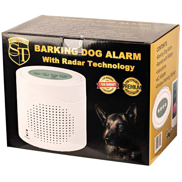 barking dog alarm packaging for intruder detection