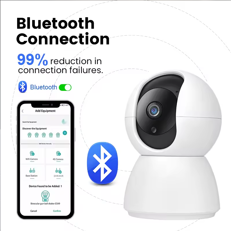 Bluetooth connection feature graphic of SpyWfi PTZ Auto Tracking Night Vision Nanny Security Camera 1080p HD WiFi