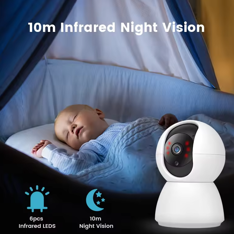 SpyWfi PTZ Auto Tracking Night Vision Nanny Security Camera 1080p HD WiFi featuring its 6 pcs of infrared LEDS and 10m night vision