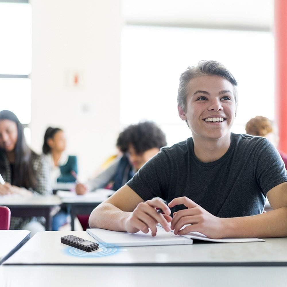 Example graphic of Voice Activated Rechargeable Audio Recorder from SpyWfi used in a class for lecture recording