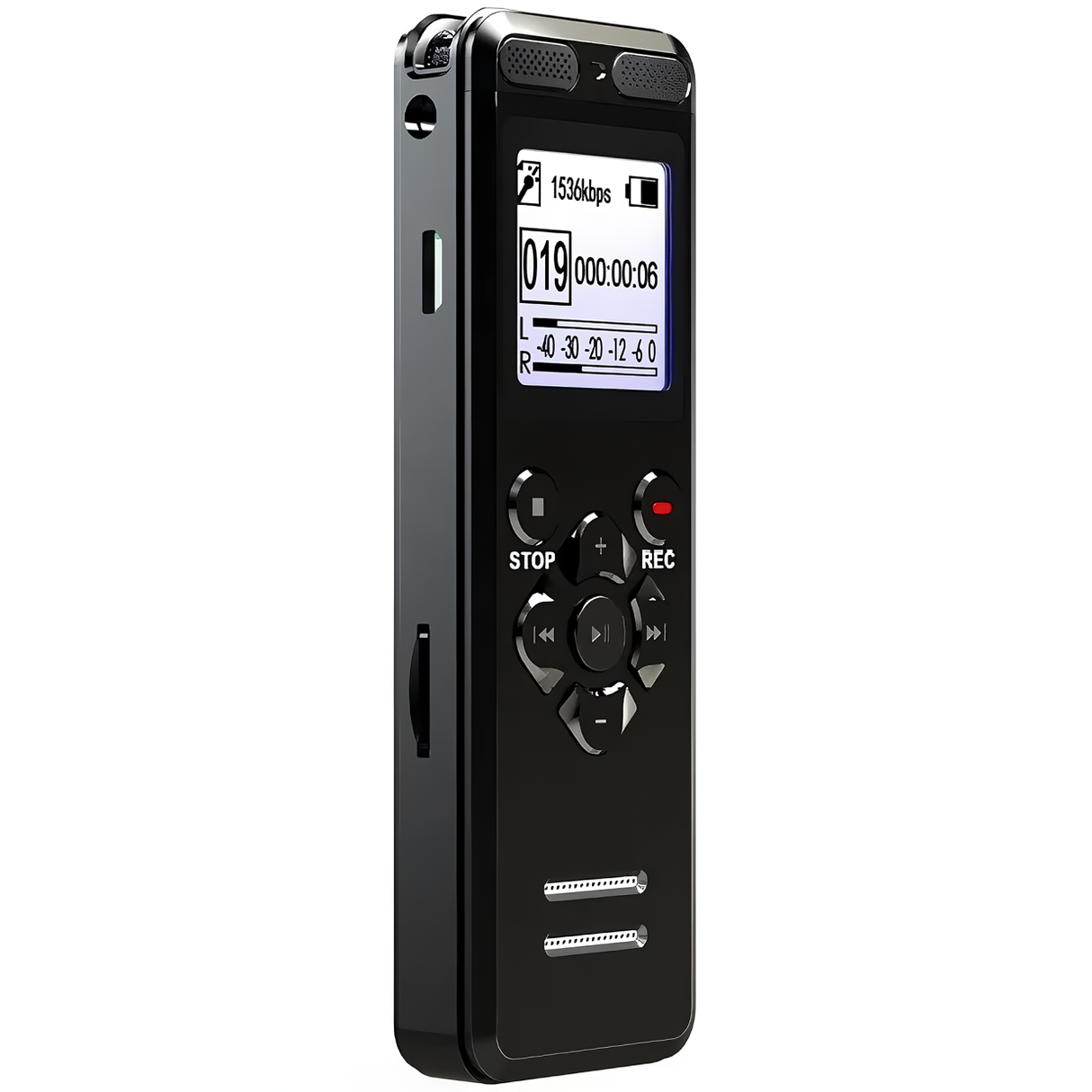 Black SpyWfi Voice Activated Rechargeable Audio Recorder 16GB