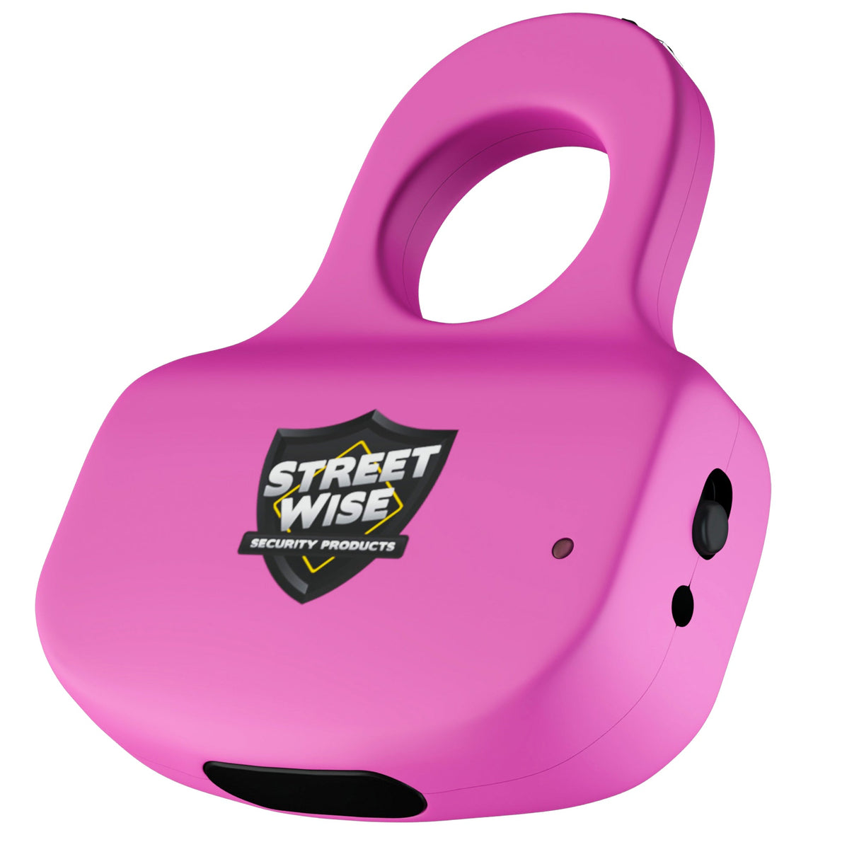 Front angle view of pink streetwise sting ring stun gun