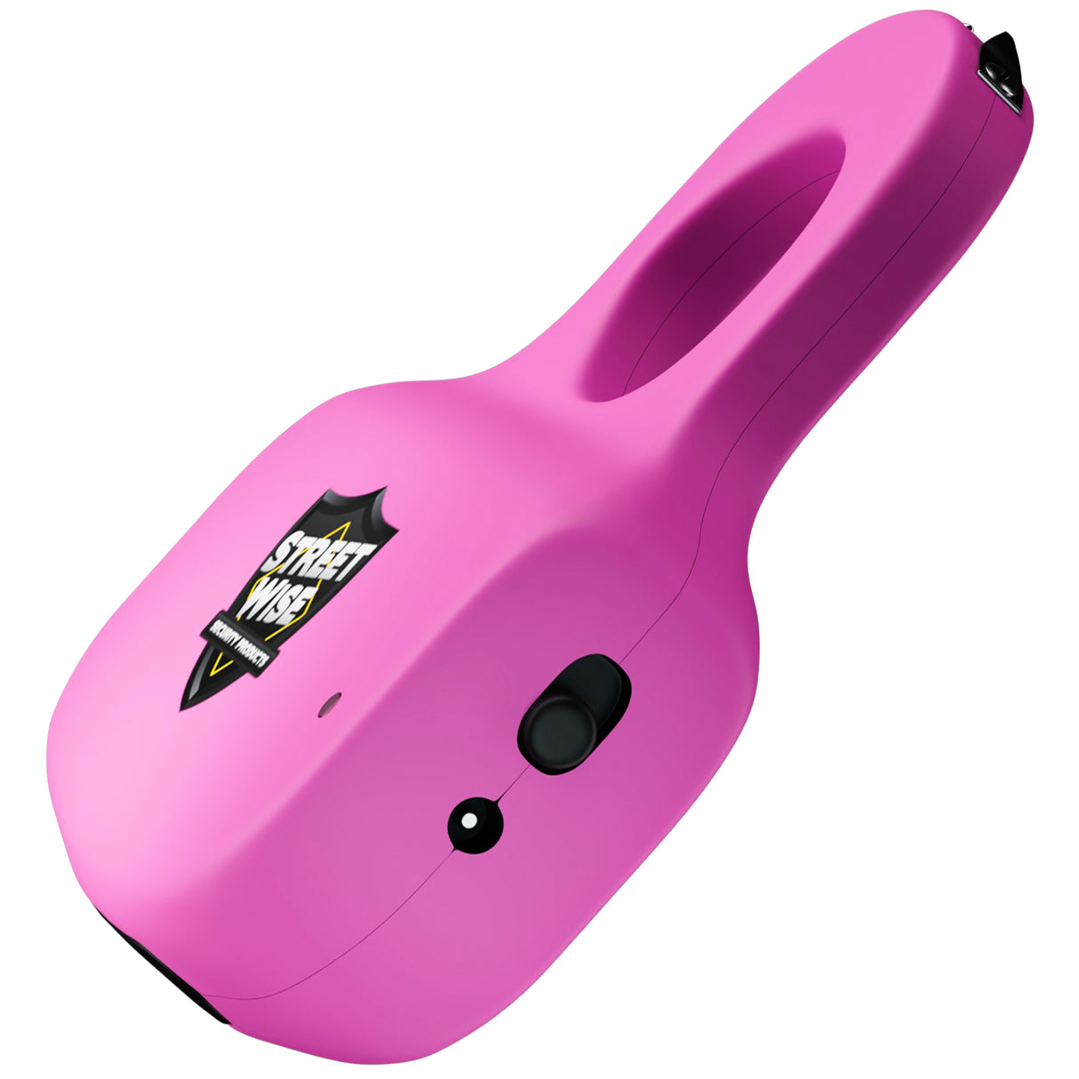 Side view pink streetwise stun gun knuckle ring with safety switch