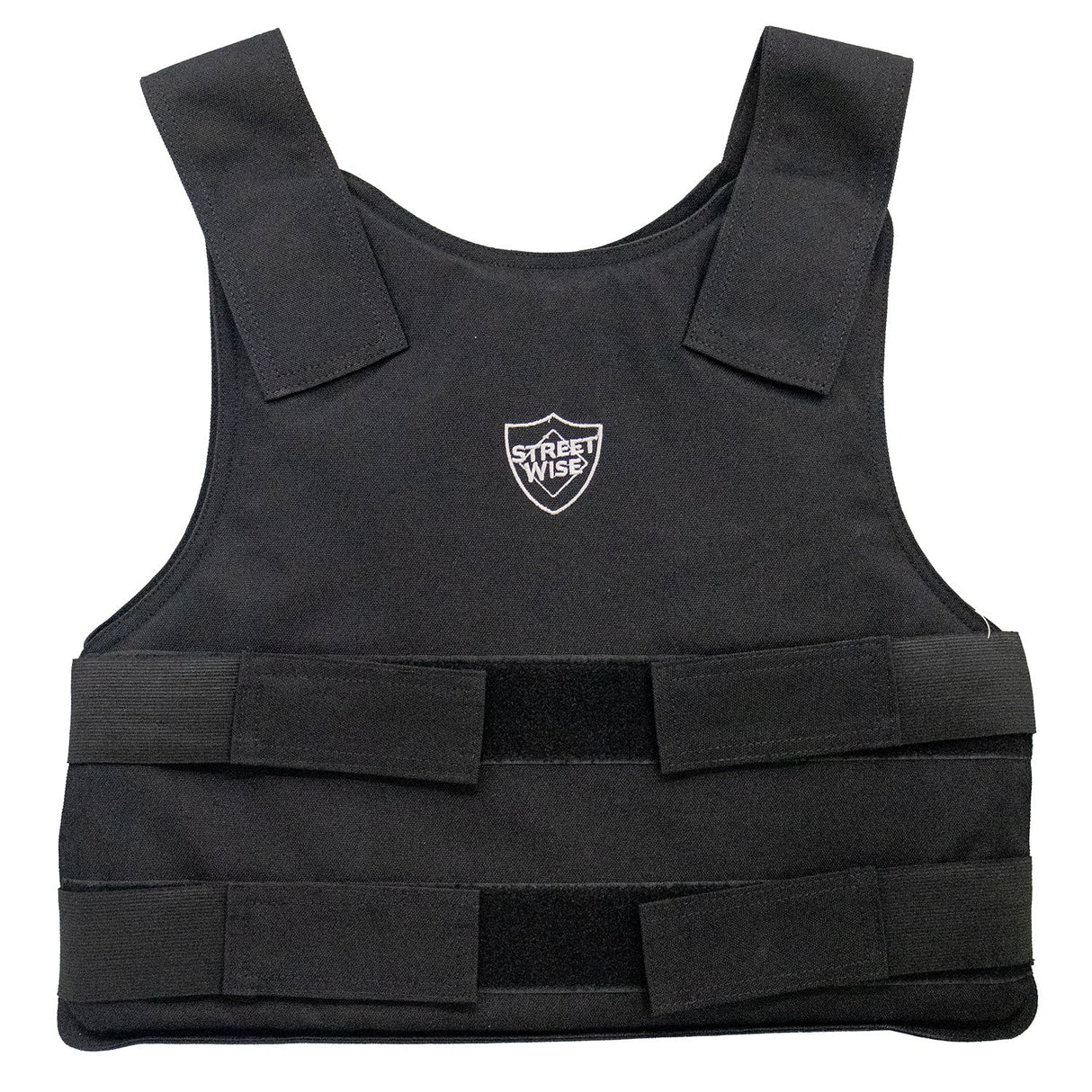 Front view of a Black Streetwise Bullet Proof Level IIIA NIJ Ballistic Vest