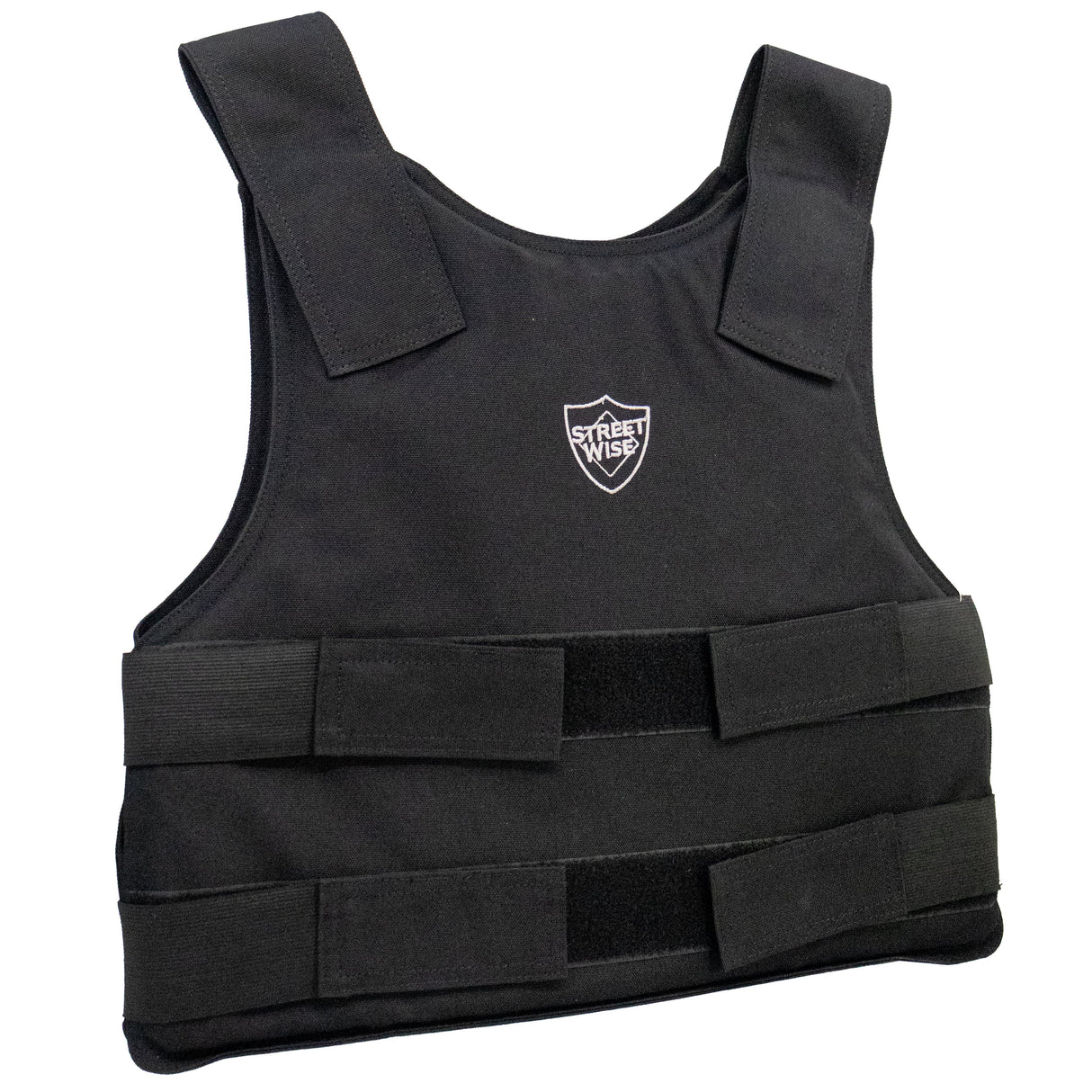 Angled view of Streetwise Level IIIA Ballistic Vest highlighting durable construction and adjustable straps