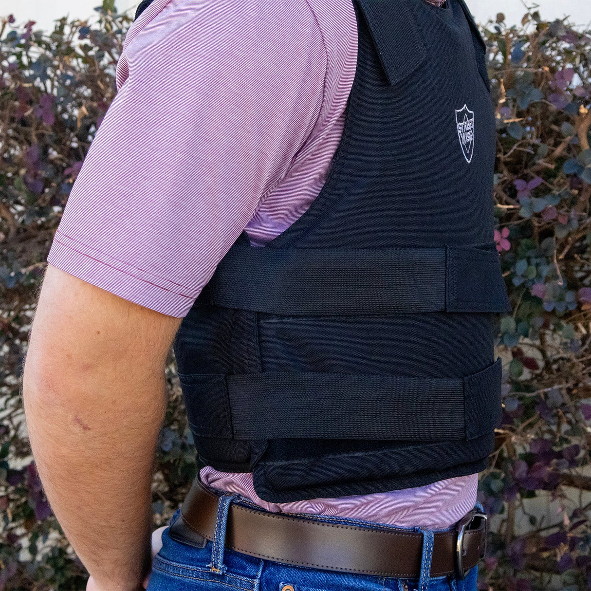 Side view of Streetwise Level IIIA Ballistic Vest worn by a person