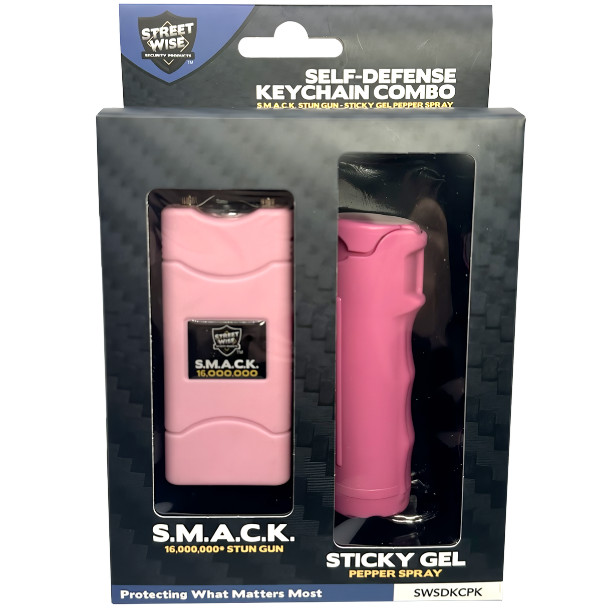 Streetwise Keychain Pepper Gel & Stun Gun Bundle Pack in packaging