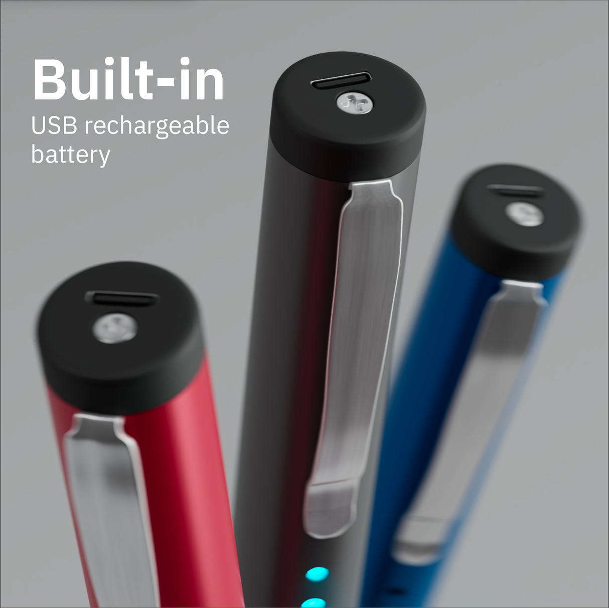 Graphic showcasing the buil-in USB rechargeable battery of Streetwise Pain Pen 6" Rechargeable Stun Gun 25M