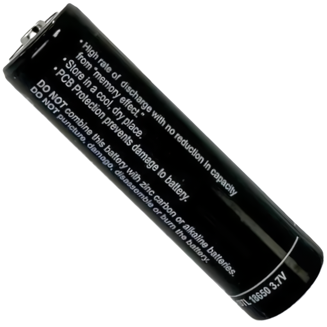 Back view of Black Rechargeable 18650 Li-Ion Battery from Streetwise