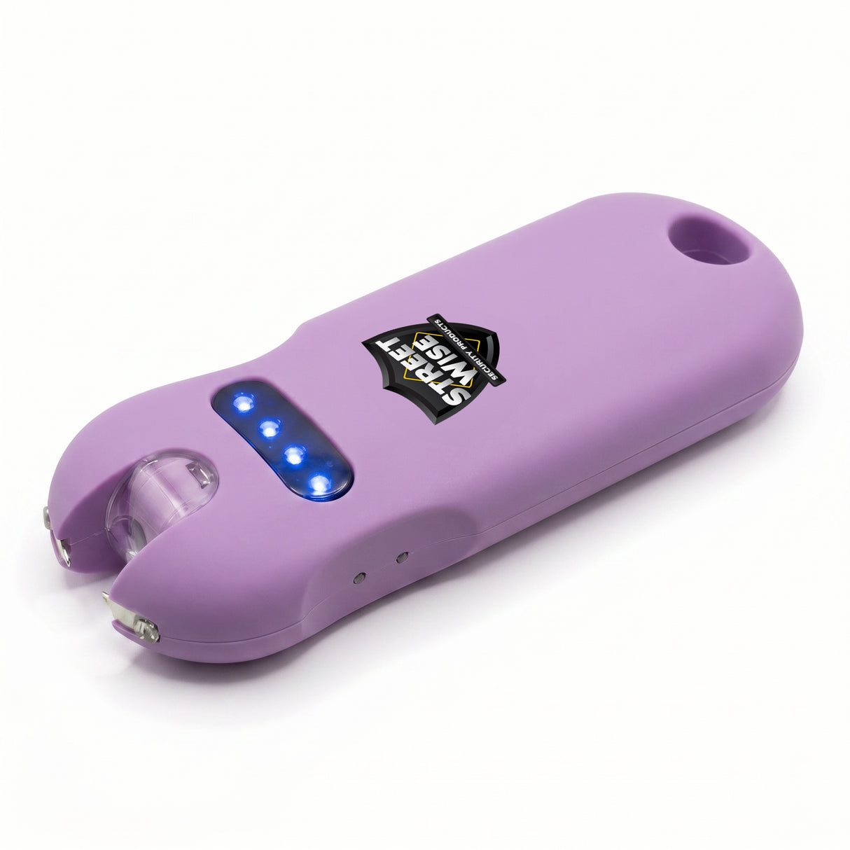 Purple streetwise stun gun on white background