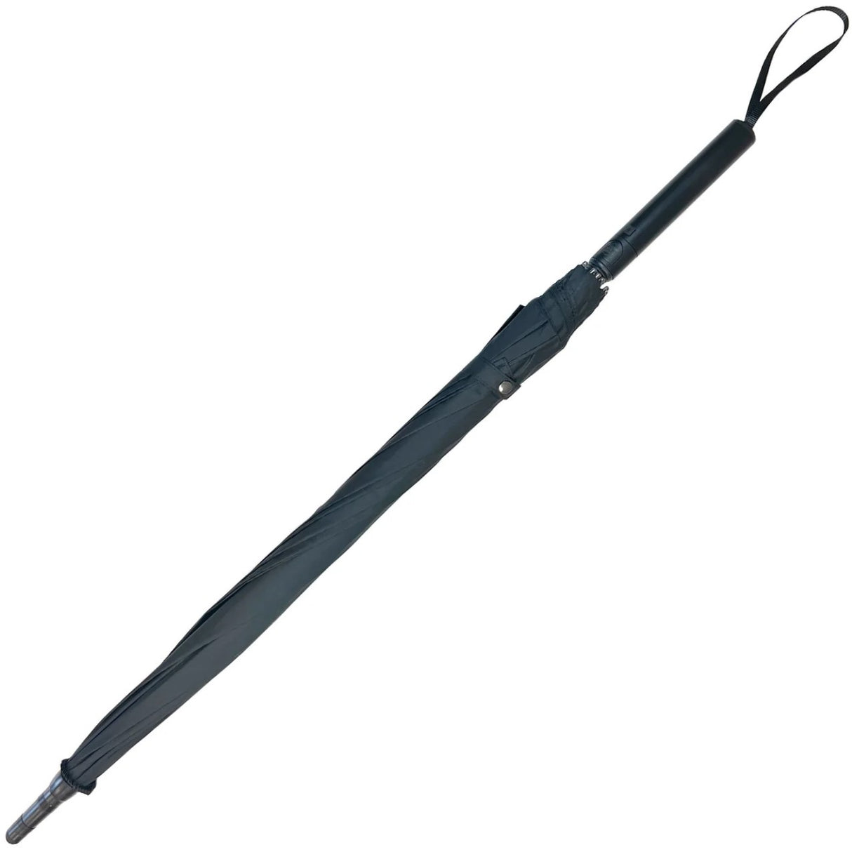 a front view of a black Streetwise Tactical Stunbrella Disguised Rechargeable Stun Gun.