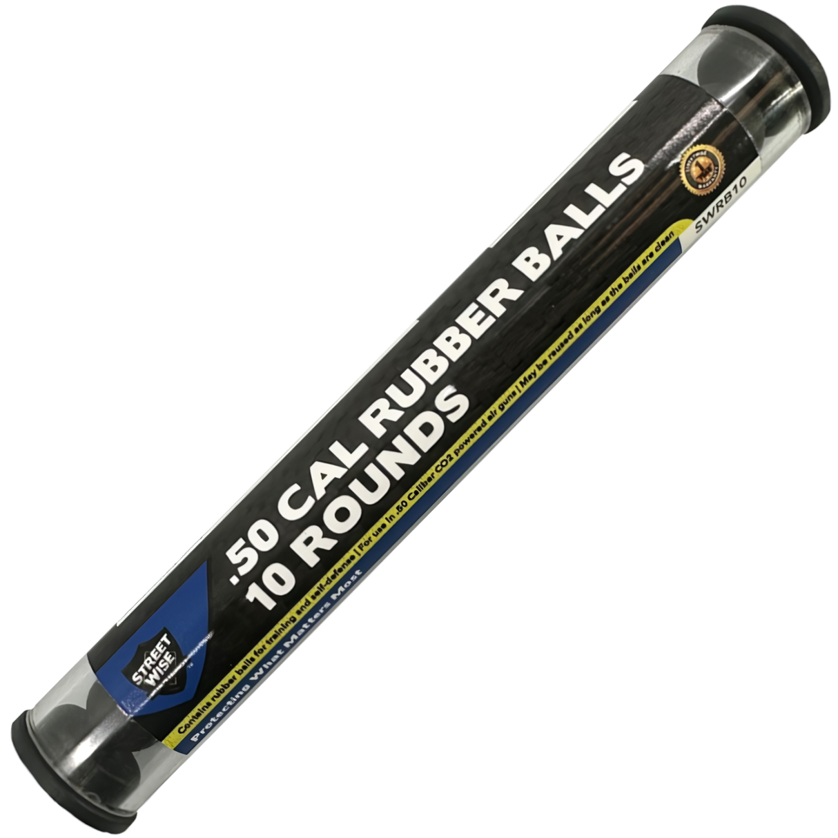 a tube packaging of the Streetwise The Heat Self-Defense Rubber Ball Rounds 10ct