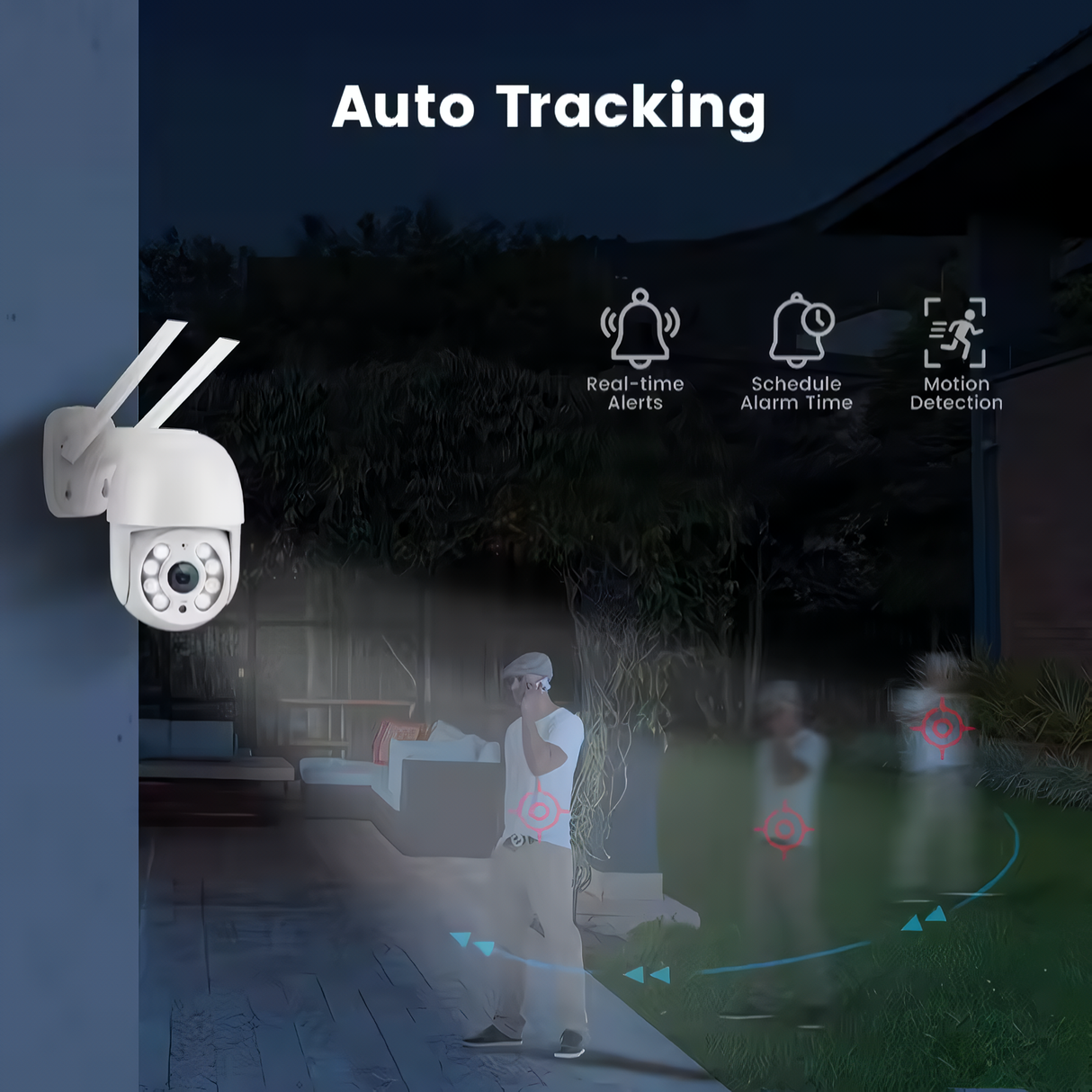 SpyWfi Auto Tracking PTZ Night Vision Wall Security Camera 1080p HD WiFi