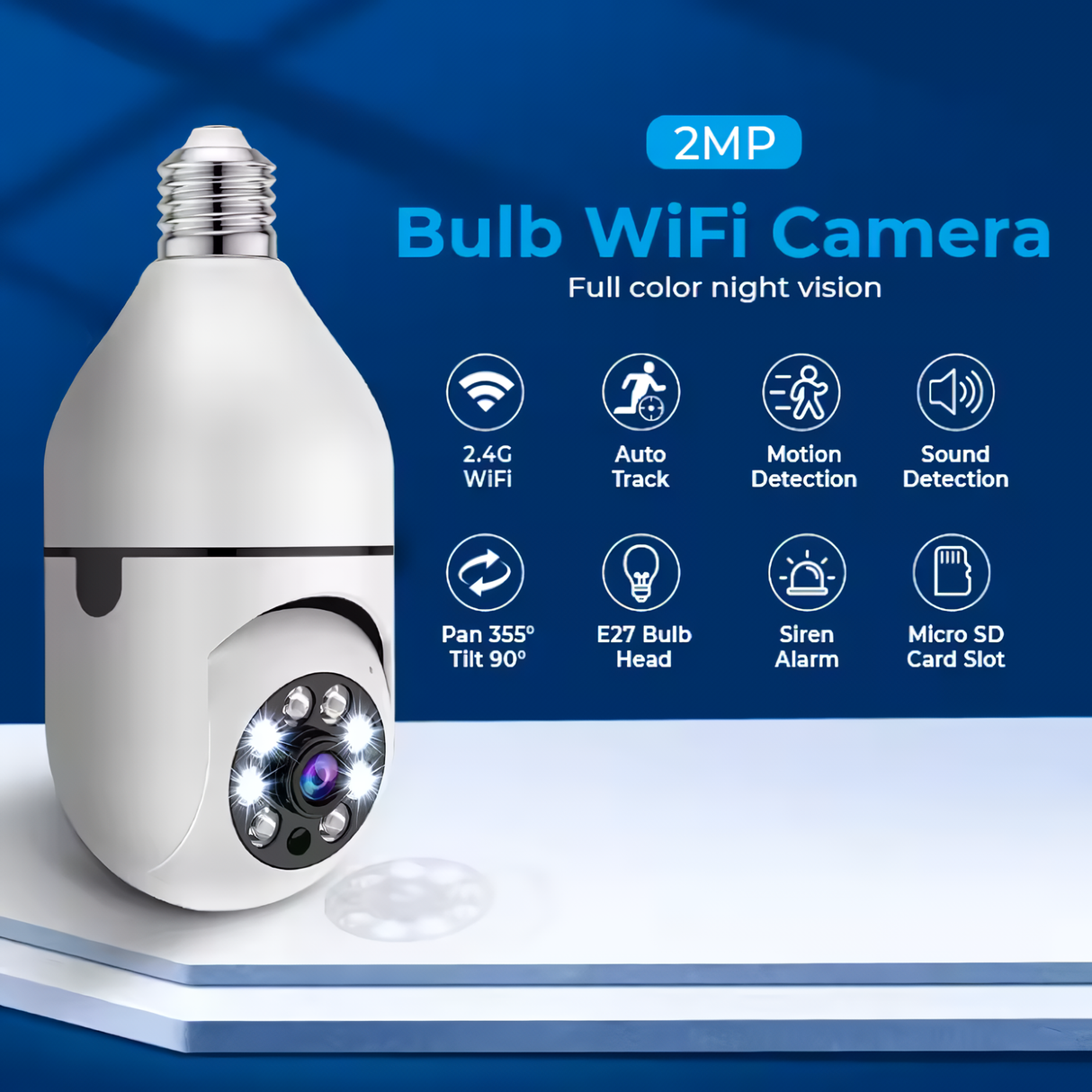 SpyWfi Auto Tracking PTZ Night Vision Lightbulb Security Camera 1080p HD WiFi