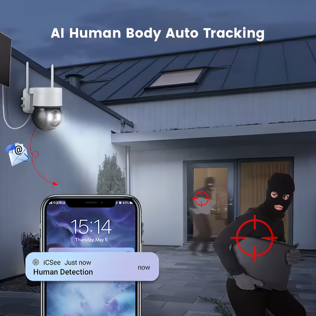 SpyWfi Auto Tracking PTZ Night Vision Solar Security Camera 2K UHD WiFi