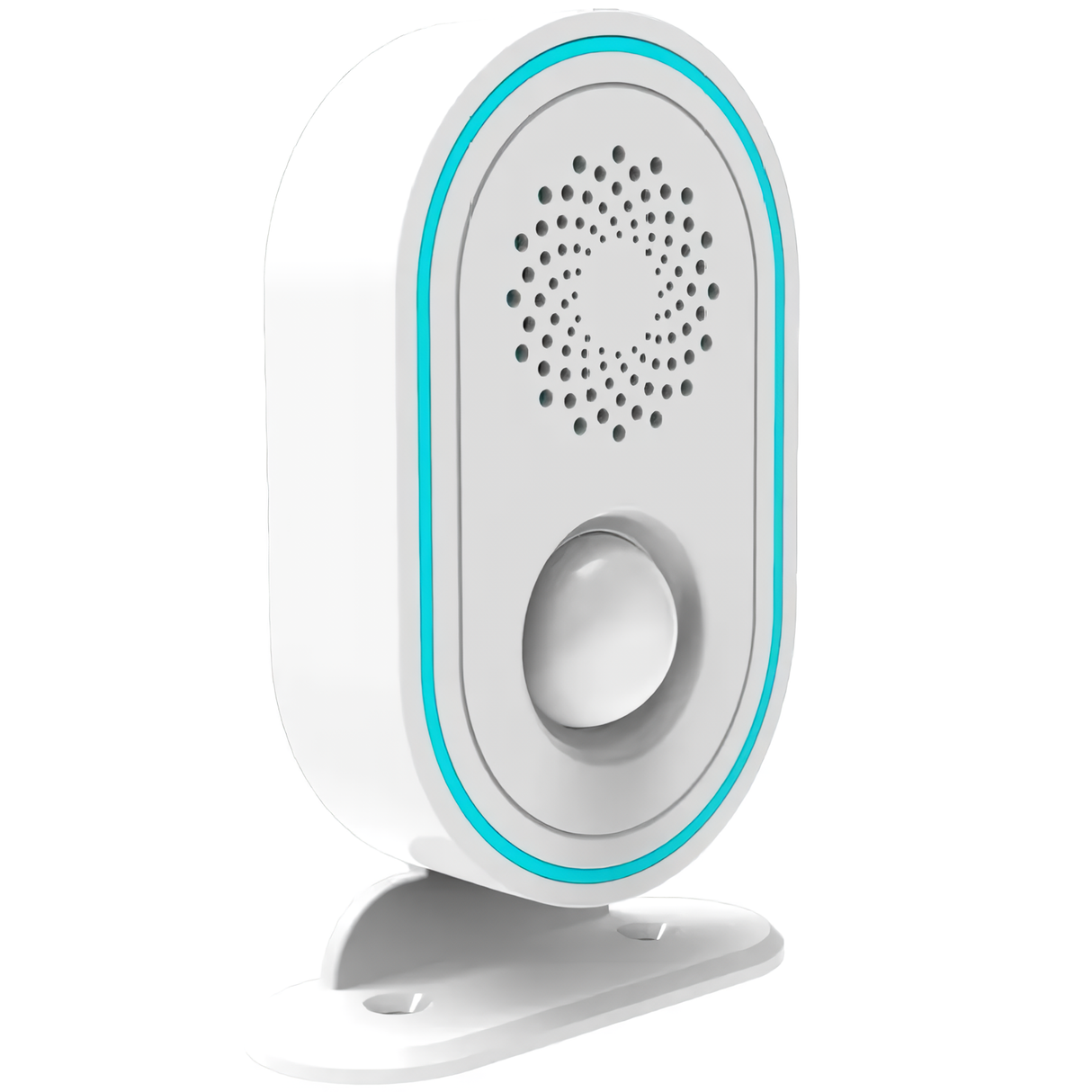 Side angle of White Crow Alert Smart WiFi 110° LED Light Ring Motion Detector Intruder Alarm 85dB