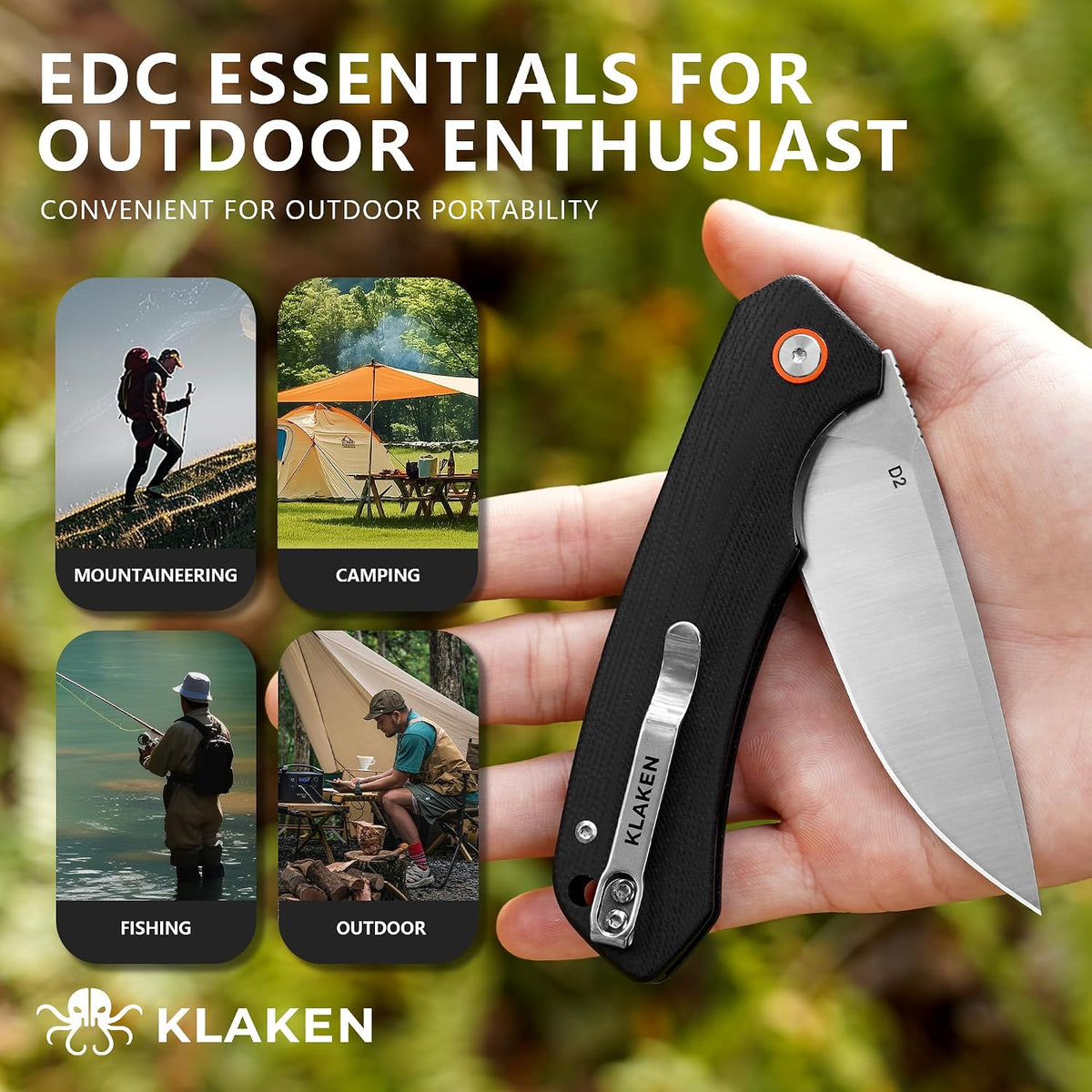 Klaken J146 Ridge D2 Steel Ball-Bearing Knife with G10 Handle