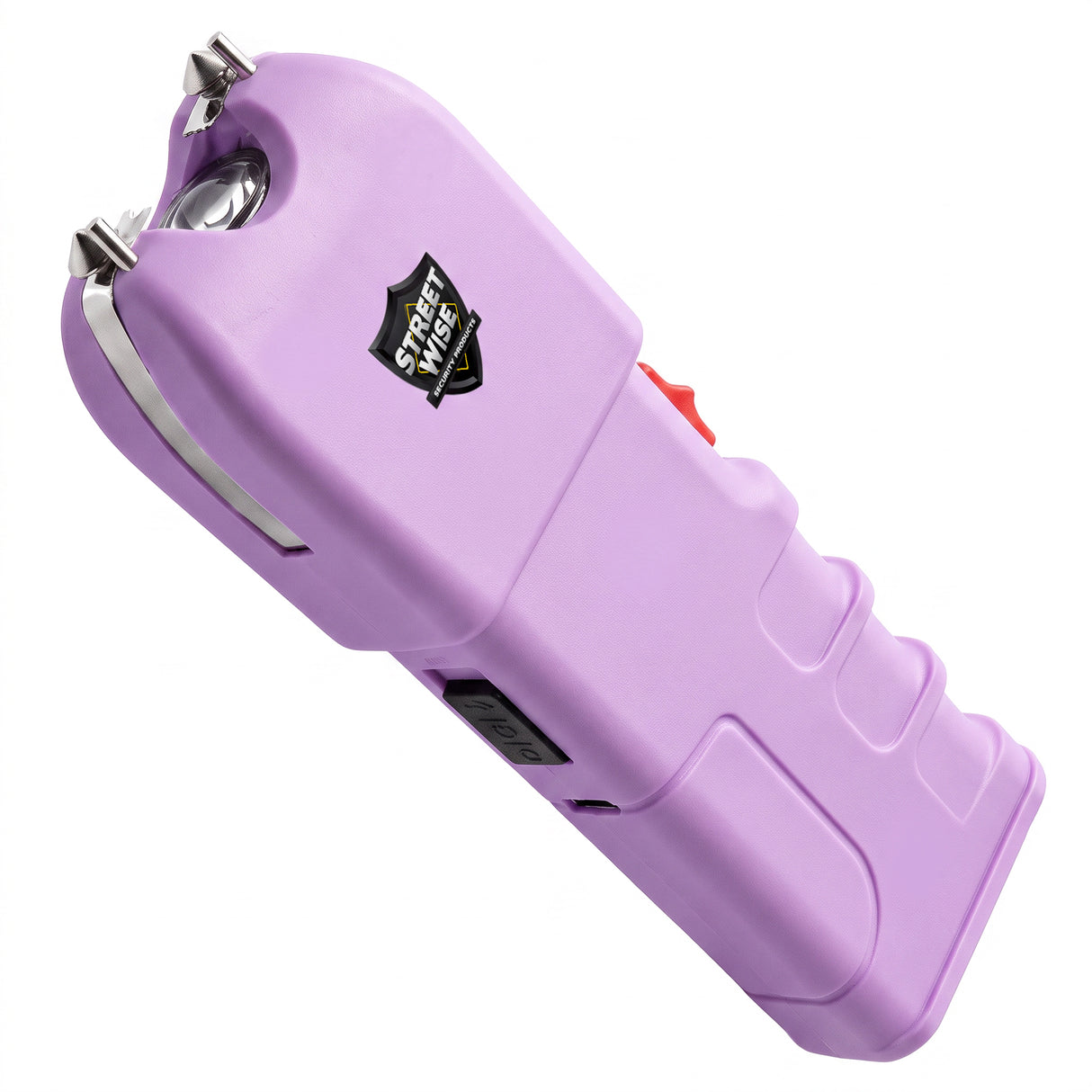 Light Purple Streetwise Tap Out Auto Stun Gun with LED flashlight and ergonomic grip