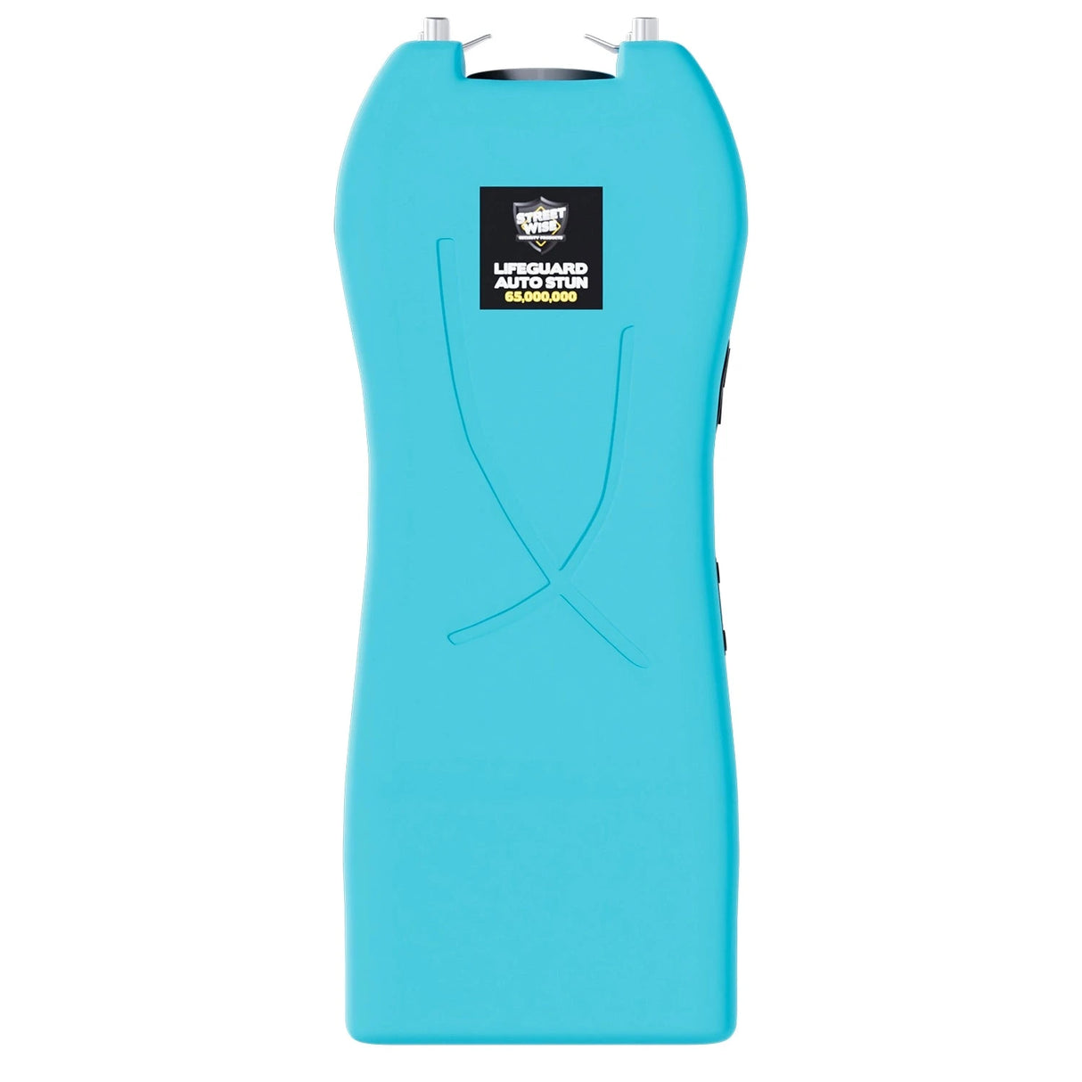 Streetwise teal Lifeguard Auto Stun Gun full front view with Streetwise Security logo